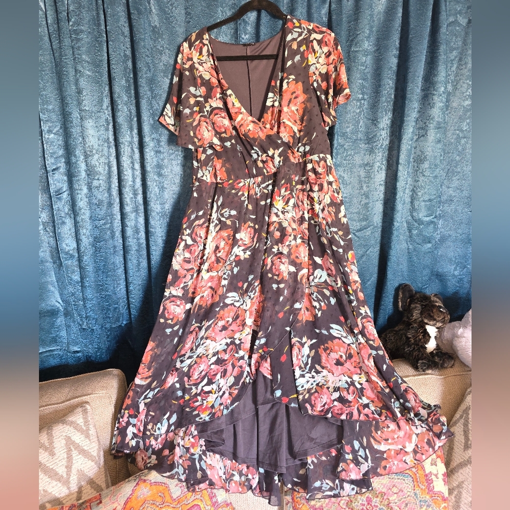 Torrid Floral V-Neck Wrap Dress